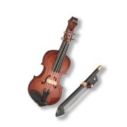 Кукольная миниатюра 'Скрипка и смычок', дерево, 1:12, Reutter Porzellan [017291]