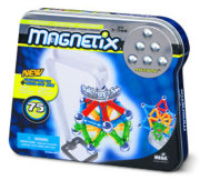 Конструктор магнитный Magnetix - прозрачные элементы, 75 деталей, жестяная коробка [28732]