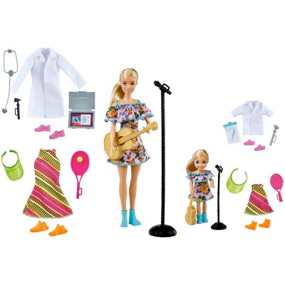 Игровой набор с куклами Барби и Челси &#039;Музыкант, теннисист, доктор&#039;, из серии &#039;Я могу стать&#039;, Barbie, Mattel [GNF01] Игровой набор с куклами Барби и Челси 'Музыкант, теннисист, доктор', из серии 'Я могу стать', Barbie, Mattel [GNF01]