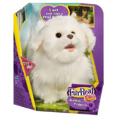 Интерактивный ходячий щенок GoGo&#039;s Walkin&#039; Puppies, белый, FurReal Friends, Hasbro [27952] Интерактивный ходячий щенок GoGo's Walkin' Puppies, бело-рыжый, Hasbro [27954]