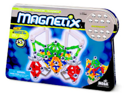 Конструктор магнитный Magnetix - прозрачные элементы, 155 деталей, жестяная коробка [28742] Конструктор магнитный Magnetix - прозрачные элементы, 155 деталей, жестяная коробка [28742]