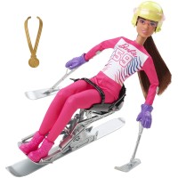 Шарнирная кукла Барби 'Горнолыжница-параолимпиец', из серии 'Я могу стать', Barbie, Mattel [HCN33]