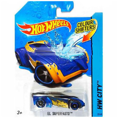 Модель автомобиля El Superfasto, изменяющая цвет: синежелтый-в-синий, из серии &#039;Color Shifters&#039;, Hot Wheels, Mattel [BHR28] Модель автомобиля El Superfasto, изменяющая цвет: синежелтый-в-синий, из серии 'Color Shifters', Hot Wheels, Mattel [BHR28]