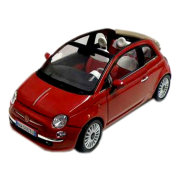 поврежденная упаковка - Модель автомобиля Fiat 500 Cabrio, вишневая, 1:18, Mondo Motors [50097]
