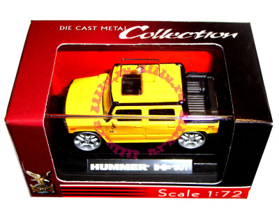 Модель автомобиля Hummer H2 SUT 1:72, желтая, в пластмассовой коробке, Yat Ming [73000-28] Модель автомобиля Hummer H2 SUT 1:72, желтая, в пластмассовой коробке, Yat Ming [73000-28]