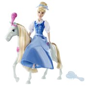 Кукла 'Сверкающая принцесса Золушка и королевская лошадь' (Sparking Princess & Royal Horse), из серии 'Принцессы Диснея', Mattel [T7230]