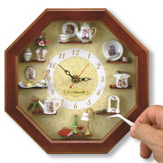 Настенные часы с кукольной миниатюрой, дерево+фарфор, 1:12, Reutter Porzellan [024.668/0]