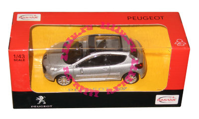 Модель автомобиля Peugeot 207 1:43, серебристая, Rastar [41800] Модель автомобиля Peugeot 207 1:43, серебристая, Rastar [41800]
