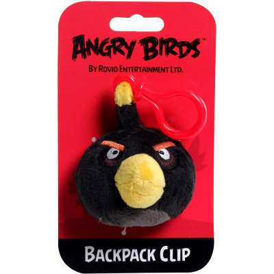 Мягкая игрушка-брелок &#039;Черная злая птичка&#039; (Angry Birds - Black Bird), 8 см, Commonwealth Toys [90789-BK] Мягкая игрушка-брелок 'Черная злая птичка' (Angry Birds - Black Bird), 8 см, Commonwealth Toys [90789-BK]