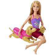Игровой набор с куклой Барби 'Бассейн для щенков', из серии 'Barbie & Her Sisters in a Puppy Chase', Barbie, Mattel [DMC32]