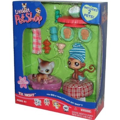 Подарочный набор 'Ночь перед телевизором', с Кошкой и Обезьяной, Littlest Pet Shop, Hasbro [52768] Подарочный набор 'Ночь перед телевизором', с Кошкой и Обезьяной, Littlest Pet Shop, Hasbro [52768]