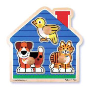 Деревянный пазл с большими ручками 'Домашние питомцы', из серии Fresh Start, Melissa&Doug [2055]
