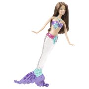 Кукла Барби-русалочка 'Блестящие огоньки' со светящимся хвостом, шатенка, Barbie, Mattel [V7048]