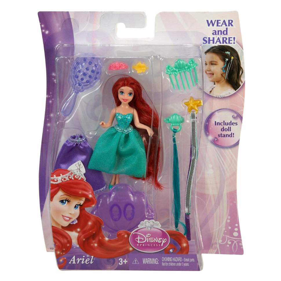 Мини-кукла 'Модные прически - Ариэль', 9 см, из серии 'Принцессы Диснея', Mattel [Y3467]