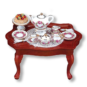 Столик с чайным сервизом, дерево-фарфор, 1:12, Reutter Porzellan [001.785/1] Столик с чайным сервизом, дерево-фарфор, 1:12, Reutter Porzellan [001.785/1]