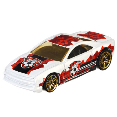 Коллекционная модель автомобиля &#039;Muscle Tone&#039;, бело-красная, специальная серия &#039;Футбол&#039;, Hot Wheels, Mattel [DJL39] Коллекционная модель автомобиля 'Muscle Tone', бело-красная, специальная серия 'Футбол', Hot Wheels, Mattel [DJL39]