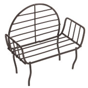 Кукольная садовая миниатюра 'Декоративная скамейка с круглой спинкой, коричневая', металлическая, ScrapBerry's [SCB271027]
