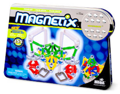Конструктор магнитный Magnetix, 155 деталей, жестяная коробка [28741]  Конструктор магнитный Magnetix, 155 деталей, жестяная коробка [28741] 