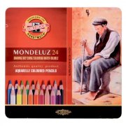 Набор карандашей акварельных MONDELUZ, 24 цвета, металлическая подарочная упаковка, Koh-i-Noor [3724/24]