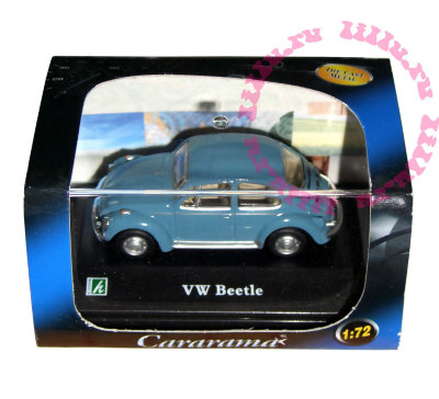 Модель автомобиля Volkswagen Beetle 1:72, голубая, в пластмассовой коробке, Cararama [711ND-04] Модель автомобиля Volkswagen Beetle 1:72, в пластмассовой коробке, Cararama [711ND-04]