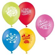 Воздушные шарики 30 см, с рисунком 'С Днем Рождения', 5шт [1111-0036]