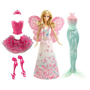 Набор с куклой Барби и тремя нарядами: принцесса, русалка и фея, Barbie, Mattel [BCP36]