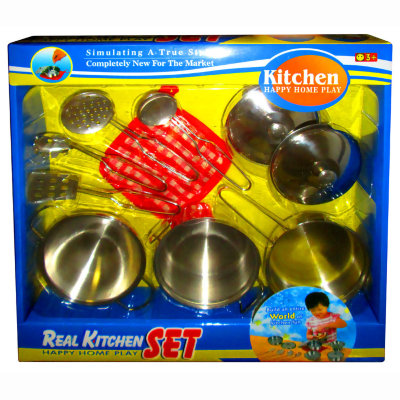 Набор металлической кухонной посуды и утвари Real Kitchen Set, 10 предметов, Junfa [8196] Набор металлической кухонной посуды и утвари Real Kitchen Set, 10 предметов, Junfa [8196]