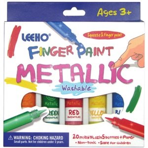 Краски пальчиковые &#039;Finger Paint&#039;, 5 цветов &#039;металлик&#039;, смываемые, Leeho [FGPM-20SE-5] Краски пальчиковые 'Finger Paint', 5 цветов 'металлик', смываемые, Leeho [FGPM-20SE-5]
