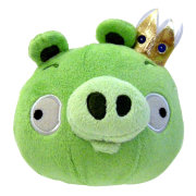 Мягкая игрушка 'Зеленая свинка в короне' (Angry Birds - Crown Pig), 12 см, со звуком, Commonwealth Toys [90794-PC/91831-PC]