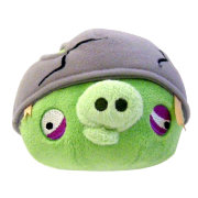 Мягкая игрушка 'Зеленая свинка в шлеме' (Angry Birds - Helmet Pig), 12 см, со звуком, Commonwealth Toys [90794-PH/91831-PH]