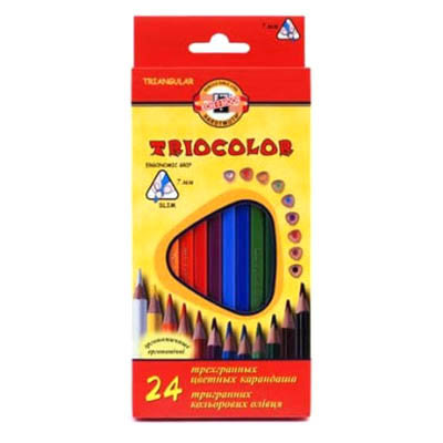 Набор карандашей цветных трехгранных TRIOCOLOR, 24 цвета, картонная коробка, Koh-i-Noor [3134/24] Набор карандашей цветных трехгранных TRIOCOLOR, 24 цвета, картонная коробка, Koh-i-Noor [3134/24]