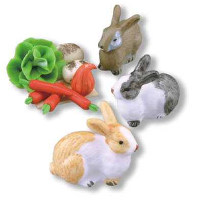 Набор кукольной миниатюры &#039;Кролики&#039;, фарфор, 1:12, Reutter Porzellan [018118] Набор кукольной миниатюры 'Кролики', фарфор, 1:12, Reutter Porzellan [018118]