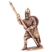 Фигурка литая 'Копьеносец со щитом', 1:32, латунь, 4.5 см, Амберкинг [CRU-14]