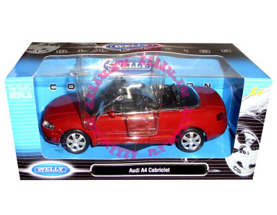 Модель автомобиля AUDI A4 Cabriolet, красная, 1:24, Welly [22440W-RE] Модель автомобиля AUDI A4 Cabriolet, красная, 1:24, Welly [22440W-RE]