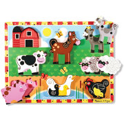 Деревянный объемный пазл 'Животные на ферме', 8 элементов, Chunky Puzzle, Melissa&Doug [3723/13723]