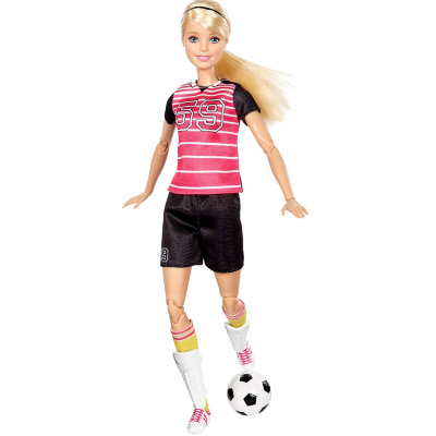 Шарнирная кукла Barbie &#039;Футболистка&#039;, блондинка, из серии &#039;Безграничные движения&#039; (Made-to-Move), Mattel [DVF69] Шарнирная кукла Barbie 'Футболистка', блондинка, из серии 'Безграничные движения' (Made-to-Move), Mattel [DVF69]