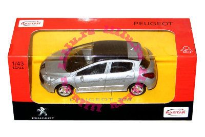 Модель автомобиля Peugeot 308 1:43, серебристая, Rastar [41700s] Модель автомобиля Peugeot 308 1:43, серебристая, Rastar [41700s]