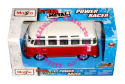 Модель микроавтобуса Volkswagen Microbus, красно-белая, 1:40-1:43, Pull-Back, Maisto [21001-22]