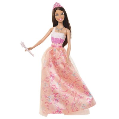 Кукла Барби &#039;Принцессы на вечеринке&#039;, в персиковом платье, Barbie, Mattel [W2859] Кукла Барби 'Принцессы на вечеринке', в персиковом платье, Barbie, Mattel [W2859]