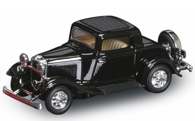 Модель автомобиля Ford 3-Window Coupe 1932, черная, 1:43, Yat Ming [94231BK] Модель автомобиля Ford 3-Window Coupe 1932, черная, 1:43, Yat Ming [94231BK]