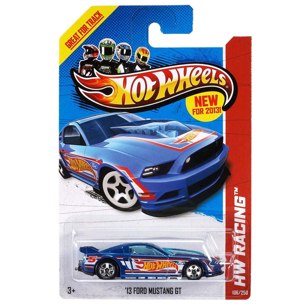 Коллекционная модель автомобиля Ford Mustang GT 2013 - HW Racing 2013,  синий металлик, Mattel [X1619]