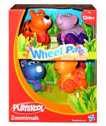 * Набор игрушек '4 веселых друга: тигрёнок, слонёнок, носорожек, жирафик', мини, из серии Wheel Pals Animal Tracks, Playskool-Hasbro [39330]